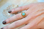 Bague 51.5 Bague fleur en or jaune 18 carats et turquoises 58 Facettes 3238