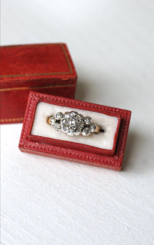 Bague 57.5 Bague - Bague jarretière marguerite en or rose 18k, argent et diamants 58 Facettes