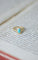 Bague 47 Bague marguerite cabochon turquoise en or jaune 18kt et diamants 58 Facettes