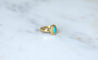Bague 47 Bague marguerite cabochon turquoise en or jaune 18kt et diamants 58 Facettes