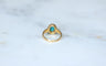 Bague 47 Bague marguerite cabochon turquoise en or jaune 18kt et diamants 58 Facettes