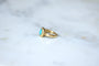 Bague 47 Bague marguerite cabochon turquoise en or jaune 18kt et diamants 58 Facettes