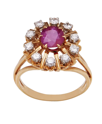 Bague 52 Marguerite Saphir Rose - Bague marguerite en or jaune 18K saphir et diamants 58 Facettes BO220265/MargueriteSaphirRose
