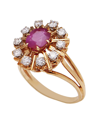Bague 52 Marguerite Saphir Rose - Bague marguerite en or jaune 18K saphir et diamants 58 Facettes BO220265/MargueriteSaphirRose