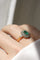 Bague 65 Bague marguerite en or jaune et blanc 18k, émeraude et diamants 58 Facettes
