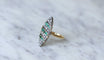 Bague 65 Bague marquise pavée en or jaune 18kt et diamants, émeraudes 58 Facettes
