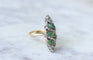 Bague 65 Bague marquise pavée en or jaune 18kt et diamants, émeraudes 58 Facettes