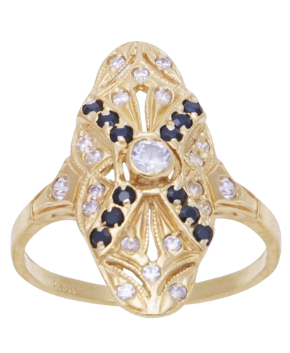 Bague 57 Classy - Bague marquise en or jaune 18K avec diamants et saphirs 58 Facettes BO210629/CLASSY