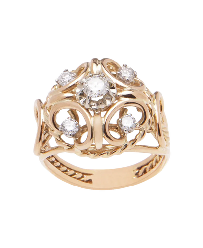 Bague 52 Arabesque - Bague dôme en or jaune 18K et diamants 58 Facettes BO230012/ARABESQUE