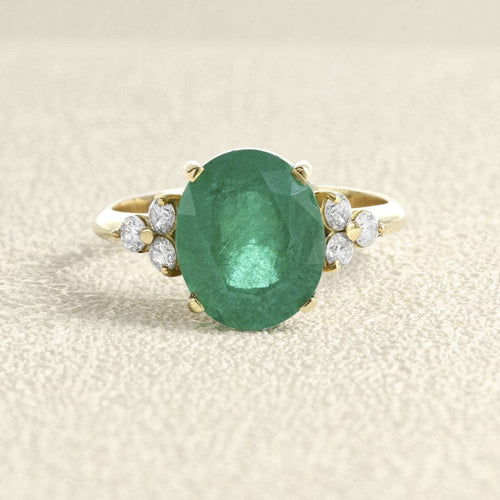 Bague 55 Bague en or jaune 18 carats avec émeraude et diamants 58 Facettes 61600013