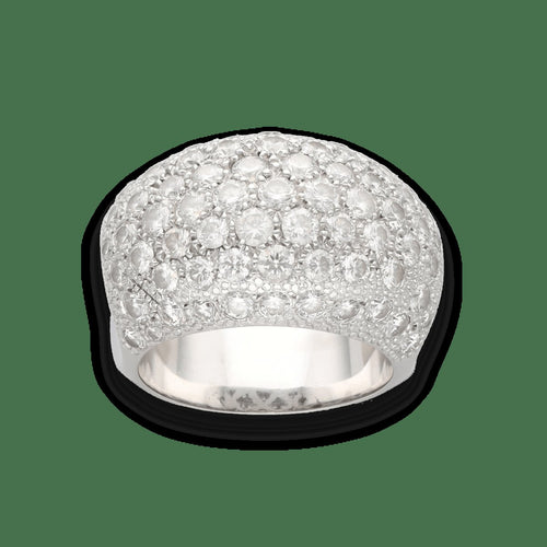 Bague 52-53 Bague pavée de diamants en or gris 18k, 3,00 ct G-VS, taille 53-54 58 Facettes FB10994