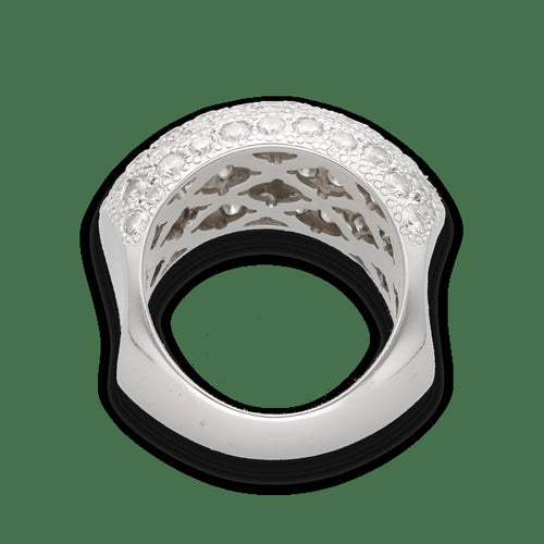 Bague 52-53 Bague pavée de diamants en or gris 18k, 3,00 ct G-VS, taille 53-54 58 Facettes FB10994