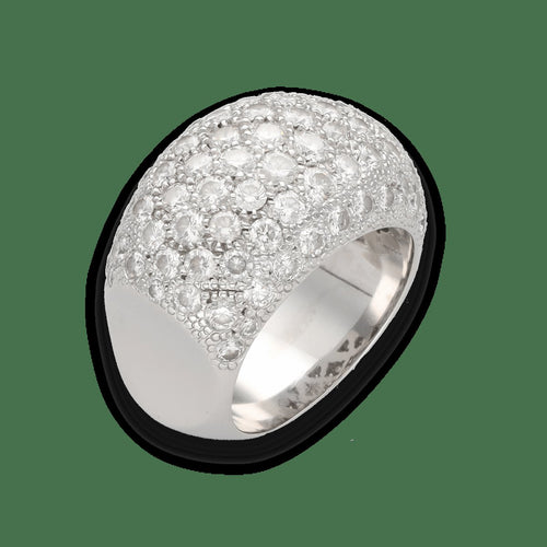 Bague 52-53 Bague pavée de diamants en or gris 18k, 3,00 ct G-VS, taille 53-54 58 Facettes FB10994