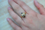Bague 51.5 Bague marquise en or jaune 18 carats et saphirs carrés, diamants 58 Facettes 3124