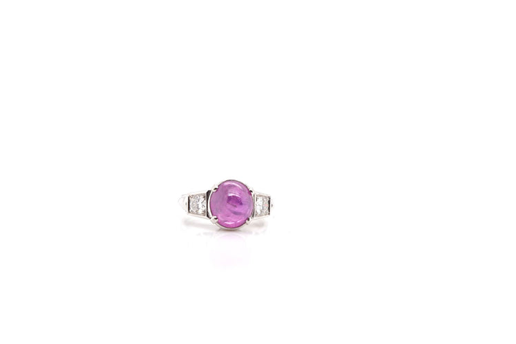Bague 50.5 Bague vintage saphir rose étoilé de Ceylan en platine et diamants 58 Facettes 22508