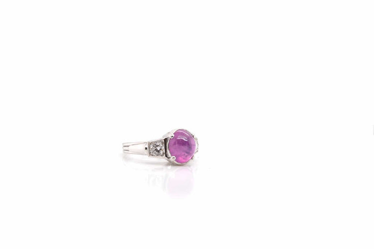 Bague 50.5 Bague vintage saphir rose étoilé de Ceylan en platine et diamants 58 Facettes 22508