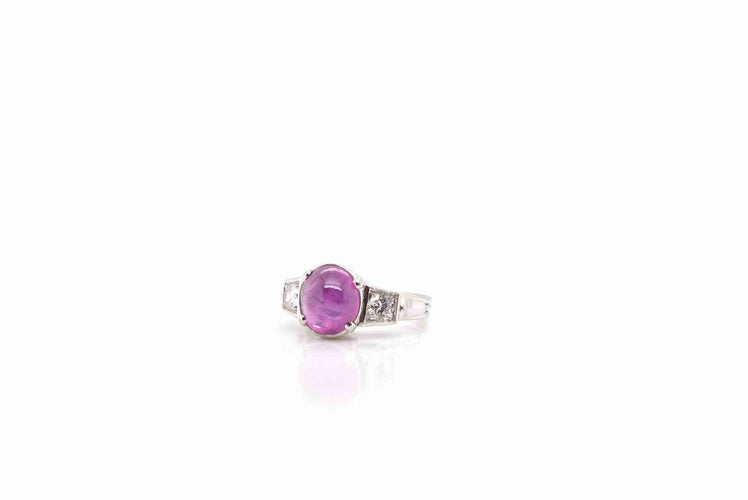 Bague 50.5 Bague vintage saphir rose étoilé de Ceylan en platine et diamants 58 Facettes 22508
