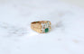 Bague 62 Bague Tank en or rose 18k et platine, émeraude et diamants 58 Facettes