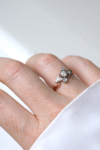 Bague 53 Bague Toi et Moi en or rose 18kt et platine, diamants 58 Facettes
