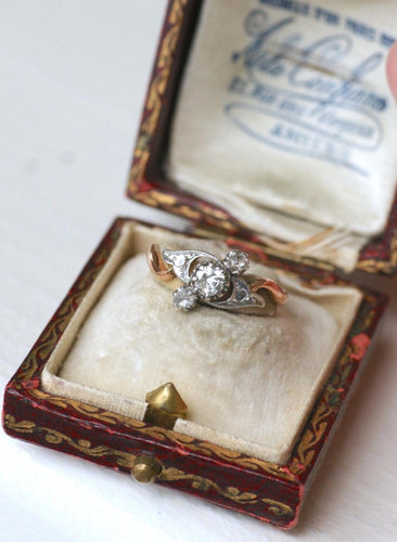 Bague 53 Bague Toi et Moi en or rose 18kt et platine, diamants 58 Facettes