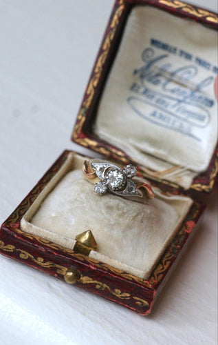Bague 53 Bague Toi et Moi en or rose 18kt et platine, diamants 58 Facettes