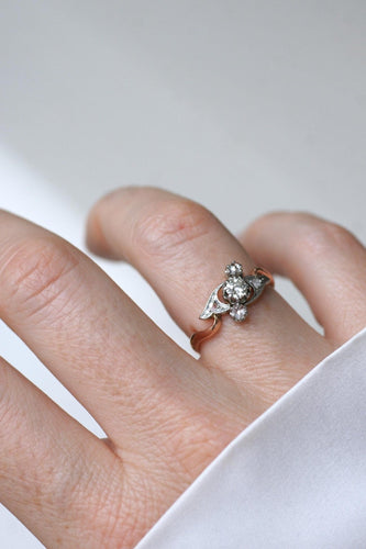 Bague 53 Bague Toi et Moi en or rose 18kt et platine, diamants 58 Facettes