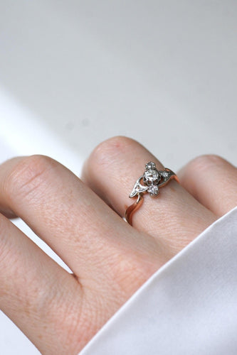 Bague 53 Bague Toi et Moi en or rose 18kt et platine, diamants 58 Facettes
