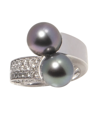 Bague 52 Peacock - Bague toi et moi en or blanc 18K, diamants et perles 58 Facettes BO220303/BAGUETOIETMOI