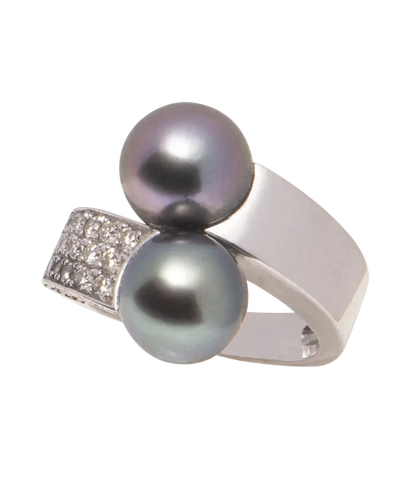 Bague 52 Peacock - Bague toi et moi en or blanc 18K, diamants et perles 58 Facettes BO220303/BAGUETOIETMOI
