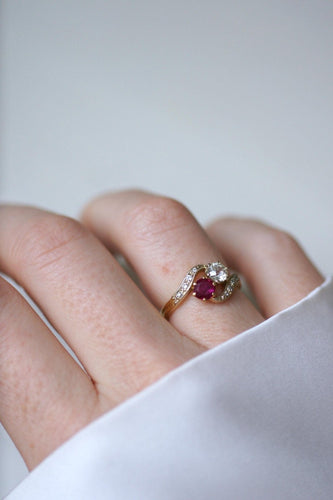 Bague 50.5 Bague Toi et Moi Belle Époque en or jaune 18k et diamants 58 Facettes