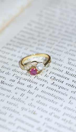 Bague 50.5 Bague Toi et Moi Belle Époque en or jaune 18k et diamants 58 Facettes