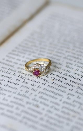 Bague 50.5 Bague Toi et Moi Belle Époque en or jaune 18k et diamants 58 Facettes