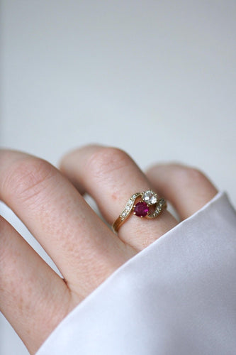 Bague 50.5 Bague Toi et Moi Belle Époque en or jaune 18k et diamants 58 Facettes