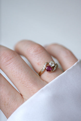 Bague 50.5 Bague Toi et Moi Belle Époque en or jaune 18k et diamants 58 Facettes