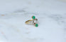 Bague 54 Bague Toi et Moi en or jaune 18kt et platine, diamants, émeraudes 58 Facettes