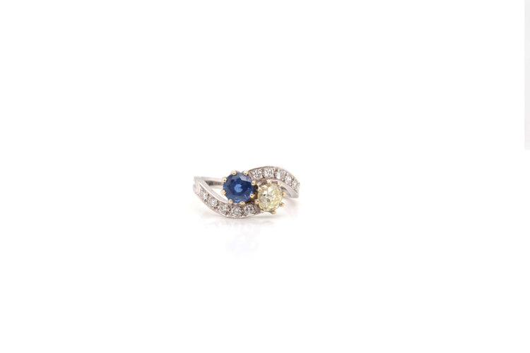 Bague 52 Bague toi et moi en or blanc 18k saphir et diamants 58 Facettes DV 23927