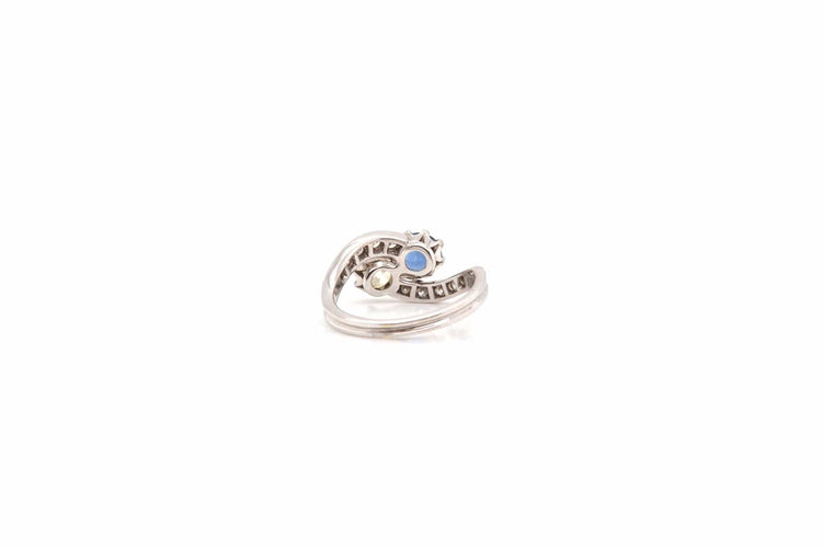 Bague 52 Bague toi et moi en or blanc 18k saphir et diamants 58 Facettes DV 23927