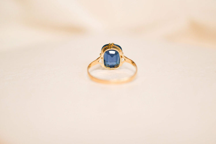 Bague 54 Bague solitaire doublet grenat verre taille coussin en or jaune 18 carats 58 Facettes 3726