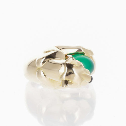 Bague 55 Cartier Panthère - Bague vintage en or jaune 18 carats et chrysoprase 58 Facettes 2.18786