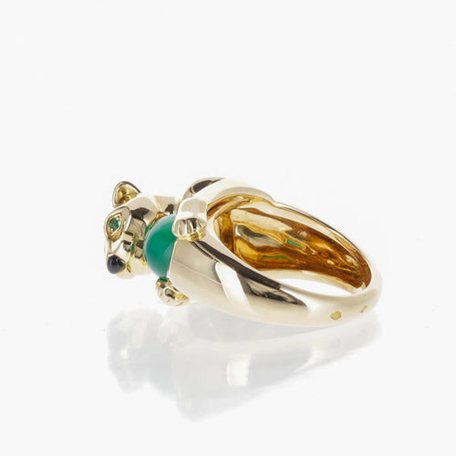 Bague 55 Cartier Panthère - Bague vintage en or jaune 18 carats et chrysoprase 58 Facettes 2.18786