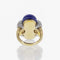 Bague 51 Bague cabochon lapis-lazuli godronnée en or 18 carats et diamants 58 Facettes 2.17133