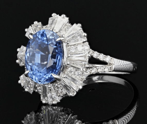 Bague 52 Bague saphir et diamants or blanc 58 Facettes 22-233