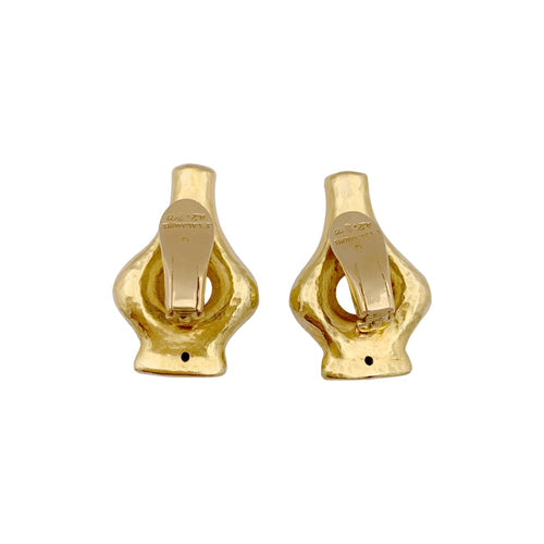 Boucles d'oreilles Boucles d'oreilles Lalaounis « Mesopotamia », or jaune martelé. 58 Facettes 34907