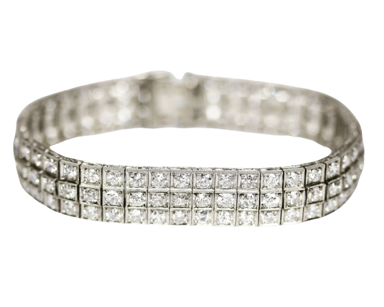 Bracelet Bracelet Rivière trois rangs en or blanc 750 et platine, diamants 58 Facettes A11846