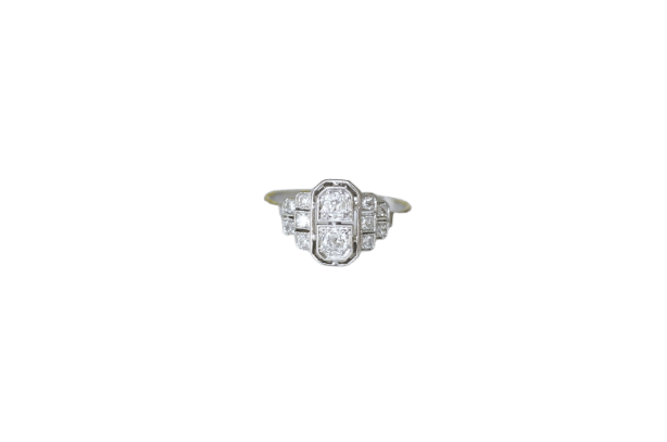Bague 53.5 Bague Art déco en platine et diamants taillés à l’ancienne 58 Facettes