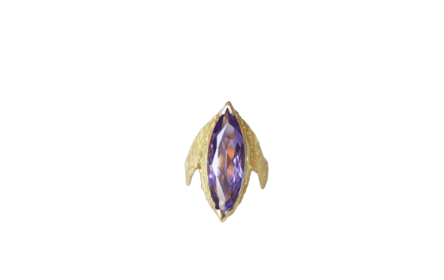 Bague 54 Bague marquise cocktail en or jaune 18kt et améthyste 58 Facettes