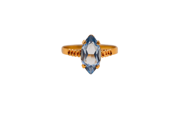 Bague 55 Bague navette en or jaune 18 carats et spinelle synthétique Verneuil 58 Facettes 3865