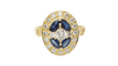 Bague 56 Bague ovale en or jaune 18 ct, saphirs navette et diamants 58 Facettes 32709