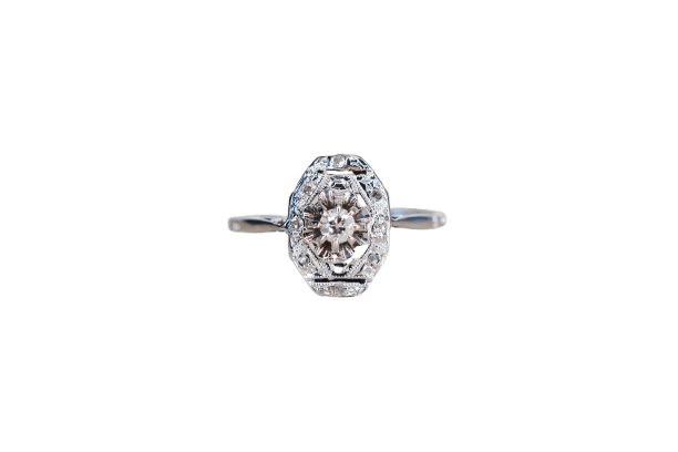 Bague 50 Bague Art Déco - Bague en or blanc 18 carats et diamant 58 Facettes 3766