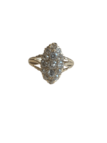 Bague 51 Bague navette ancienne en or jaune 18K et diamants 58 Facettes